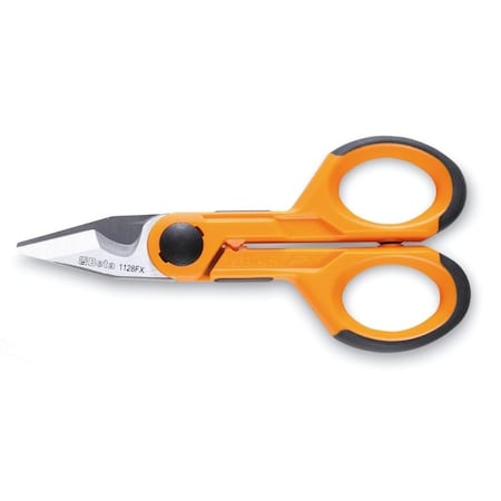 Electrician's Scissors, Straight Stainless Steel Blades, Cable Cutting Groove And Crimping Pliers